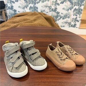 NWOT - 2 pairs size 7 toddler Cat & Jack gray and tan kids sneakers and boots